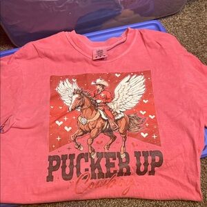 Comfort Colors Pink Winged Cowgirl Tee